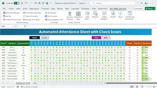 Monthly Attendance sheet in Excel with Check boxes  FREE Download [upl. by Adnalro778]