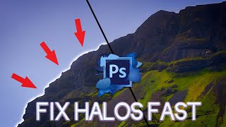 EASY fix to remove HALOS amp White Edge Fringing from LANDSCAPE photography images in Photoshop [upl. by Rohpotsirhc]