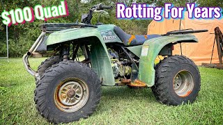 REVIVING A 100 ABANDONED YAMAHA ATV PT1 [upl. by Chip]