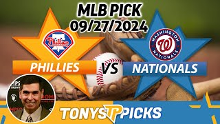 Philadelphia Phillies vs Washington Nationals Pick 92724 MLB Predictions [upl. by Aikam63]