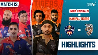 India Capitals Vs Manipal Tigers  Highlights  Legends League Cricket 2023  Harbhajan vs Gambhir [upl. by Philbo]