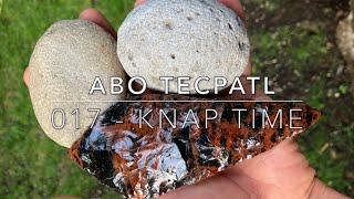 017 Practicing Abo hammerstone amp antler Knapping a Tecpatl from a TriFlow Obsidian Spall tecpatl [upl. by Rey626]