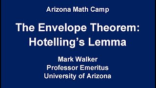 Lecture 39B The Envelope Theorem Hotellings Lemma [upl. by Ihcalam]