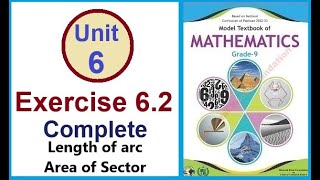 Maths 9 Ex 62 complete Length of acr Radians measure Area of Sector [upl. by Melmon]