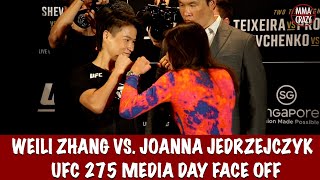 UFC 275 Weili Zhang vs Joanna Jedrzejczyk 2 Media Day Face Off [upl. by Krantz]