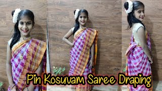 Pin Kosuvam Saree Draping for kidsTamilnadu Traditional Saree DrapingHow to Drape Pin Kosuvam [upl. by Rianon]