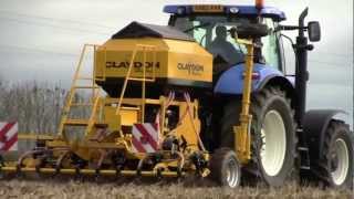 Claydon Direct Drilling Spring Barley with New Holland T6080 [upl. by Airotna]