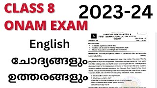 class 8 English onam exam question paper with answers 202324 talknwalk5886 [upl. by Aiden]