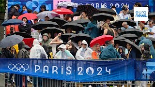 Paris 2024 Olympics opening ceremony People watching in fan zones in Paris [upl. by Acinot]