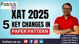 5 Key changes in XAT 2025  Know the Paper Pattern changes in XAT 2025  Patrick Dsouza [upl. by Ynaffyt]