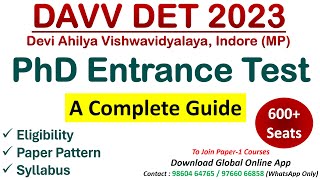 Madhya Pradesh PhD Notification 2023  DAVV DET 2023 Paper 1 Preparation [upl. by Arretak39]