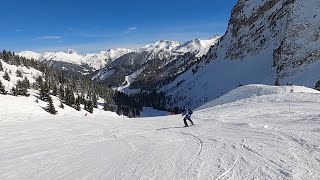 3 Valleys  GoPro POV Petit Creux Blue slope in Les Menuires France ski Snowboarding in March 2020 [upl. by Emiaj]