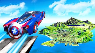 Jumping SUPERHERO CARS Across the GTA 5 Map [upl. by Ati971]