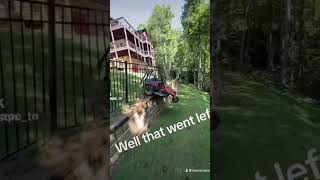 A ZERO TURN MOWER CRASHES INTO A FENCE lawncare mowing husqvarna grassmowing [upl. by Yar]