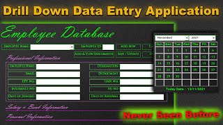 How to Create Drill Down Data Entry software In Excel  Employee Database Software  Userform [upl. by Lahpos23]