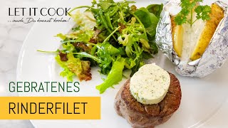 Rinderfiletsteak mit Ofenkartoffeln und Salat [upl. by Ynaffit]