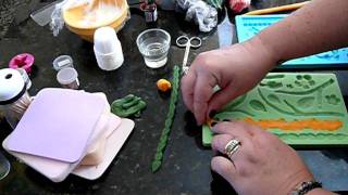 How to make fondant  gumpaste pearls leaf vines flowers using molds [upl. by Homere]