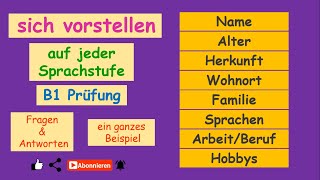 sich vorstellen  B1 Prüfung  jede Sprachstufe  Fragen amp Antworten  ein ganzes Beispiel [upl. by Sikes]