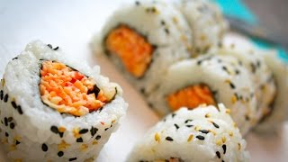 How To Make A Spicy Crab Sushi Roll [upl. by Eahc]