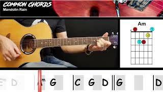 Mandolin Rain  Bruce Hornsby  EASY GUITAR CHORDS  Common Chords [upl. by Nihahs]