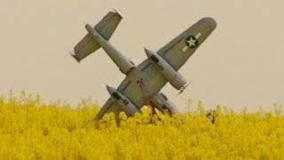 RC PLANE CRASH  B 25 MITCHELL  HANGER 9 EP CRASHES IN CROPS [upl. by Ttegirb]