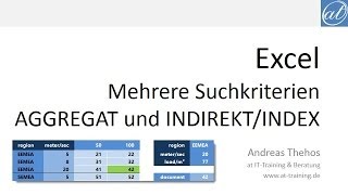 Excel  406  Mit mehreren Suchkriterien Kreuztabelle auslesen  AGGREGAT und INDIREKT  INDEX [upl. by Lowrance]