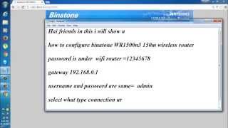 configure binatone wr1500n3 wireless router [upl. by Annua]