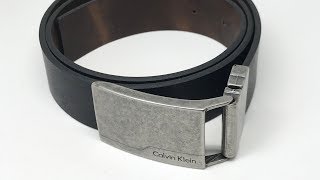 Calvin Klein Genuine Leather Reversible Belt EO Brushed Metal  Plaque BlackBrown [upl. by Alda]