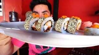 Probando SUSHI envuelto en ORO [upl. by Aniles399]