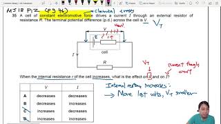 92b Ex1 MJ18 P12 Q35 Internal Resistance Change  AS Electricity  Cambridge A Level 9702 Physics [upl. by Leary3]