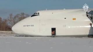 VolgaDnepr Antonov An124 emergency landing at Novosibirsk Airport [upl. by Kleeman]