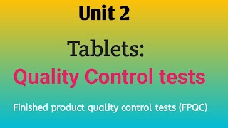 Finished products quality controlFPQCIndustrial pharmacyUnit 2Sem 5 fpqc quality control [upl. by Akemej906]