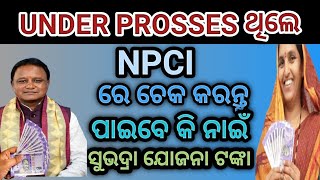 ସୁଭଦ୍ରା ଯୋଜନା NPCI ଚେକ  Subhadra yojana DBT check  Subhadra yojana under process pending [upl. by Dinerman265]