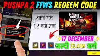 FREE FIRE REDEEM CODE TODAY 🔥  Get Pushpa Bundle amp Emote 🎁 December 12 Redeem Code Rewards [upl. by Oal]