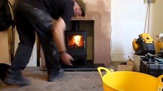 Fireplace breakout and installation of Morso 04 [upl. by Tice843]