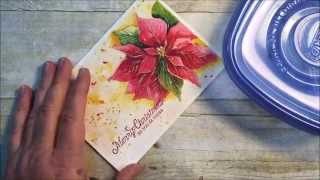 Hand Painted Watercolor Poinsettia amp Embossed Sentament Christmas Card [upl. by Manton]