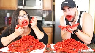 HOT CHEETOS amp TAKIS FUEGO CHALLENGE [upl. by Gisser]