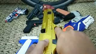 Toy guns collection nerf gun airsoft gun water gell blaster shell ejecting Glock Pistol [upl. by Elwina]