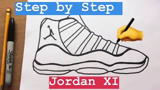 How to Draw the Air Jordan 11 XI  EASY Step by Step TUTORIAL  how to draw shoes jordan [upl. by Calv]