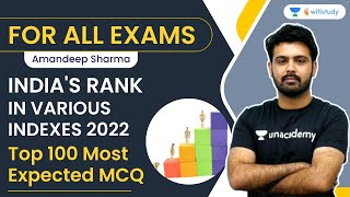 Indias Rank In Various Indexes 2022  Top100 Most Expected MCQ  All Exams  Amandeep Sharma [upl. by Aihsekal]