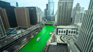 Dyeing of the Chicago River Green for St Patricks Day 2016 [upl. by Bullivant]