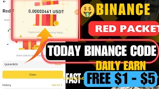 Binance Red Pocket Code Today  Earn free 5  Red Packet Code In Binance9 October codetioday code [upl. by Annaeerb]