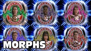 Mighty Morphin  All Ranger Morphs  Power Rangers Official [upl. by Thorrlow]