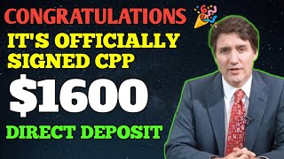 Justin Trudeau Passed New CPP 1600 Confirmed Coming This Monday  For All Pensioners [upl. by Naitsabes]