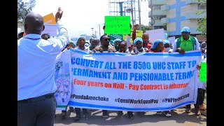 Healthcare workers under UHC programme stage demo in Nairobi [upl. by Abe]