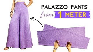 Very Easy Palazzo Pants Cutting and Stitching from Only 1 Meter  Loyce DIY sewing [upl. by Elmina917]