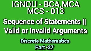 Identify Valid or Invalid Arguments Sequence of Statements  IGNOU [upl. by Randell]