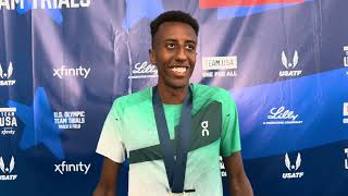 Yared Nuguse after taking 2nd at 2024 US Olympic Trials 1500 [upl. by Sredna]