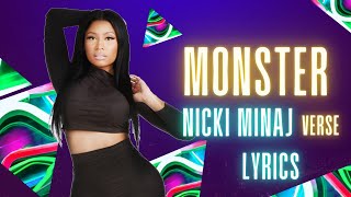 Nicki Minaj  MONSTER Verse Lyrics [upl. by Sakiv]