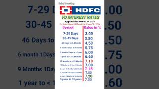 HDFC Bank FD interest rates 2023 viral fixeddeposit hdfcbank [upl. by Vel37]